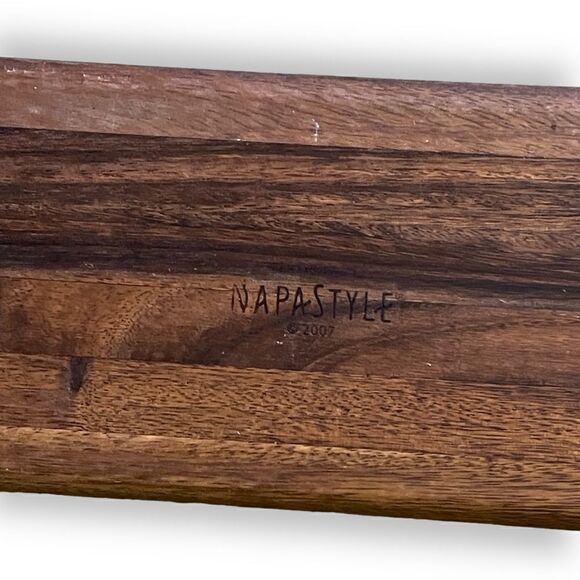 Napastyle 2007 French Bread Baguette Acacia  Wood Cutting Board Leather Hanger - Picture 13 of 15